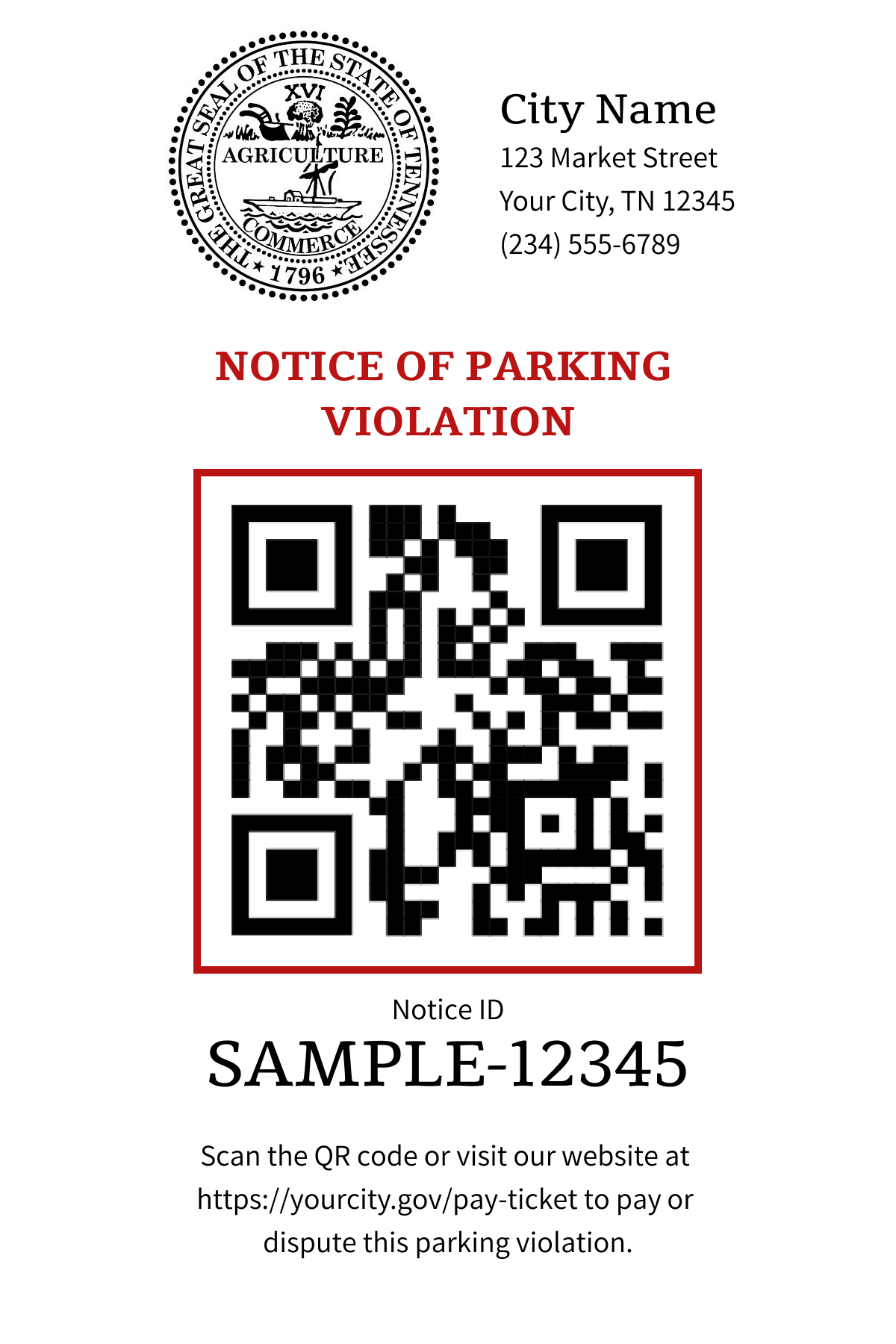 Front of custom ticket design.