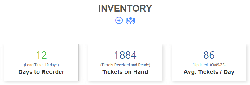 Inventory screen inside the system.