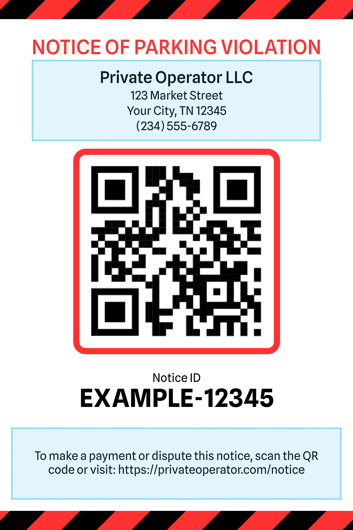 Front of standard ticket design.